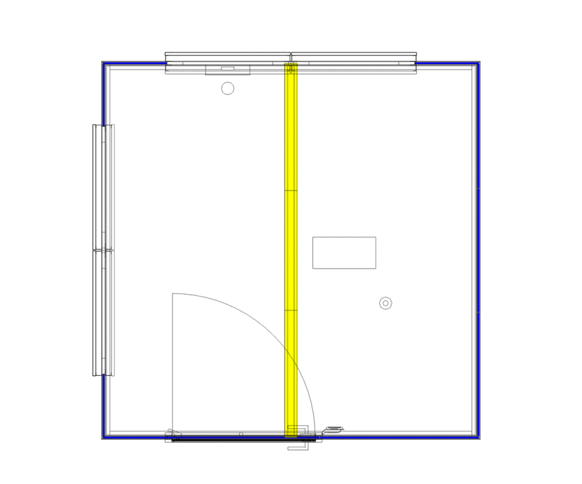 Room-in-room floor plan glass to glass corner with solidwall