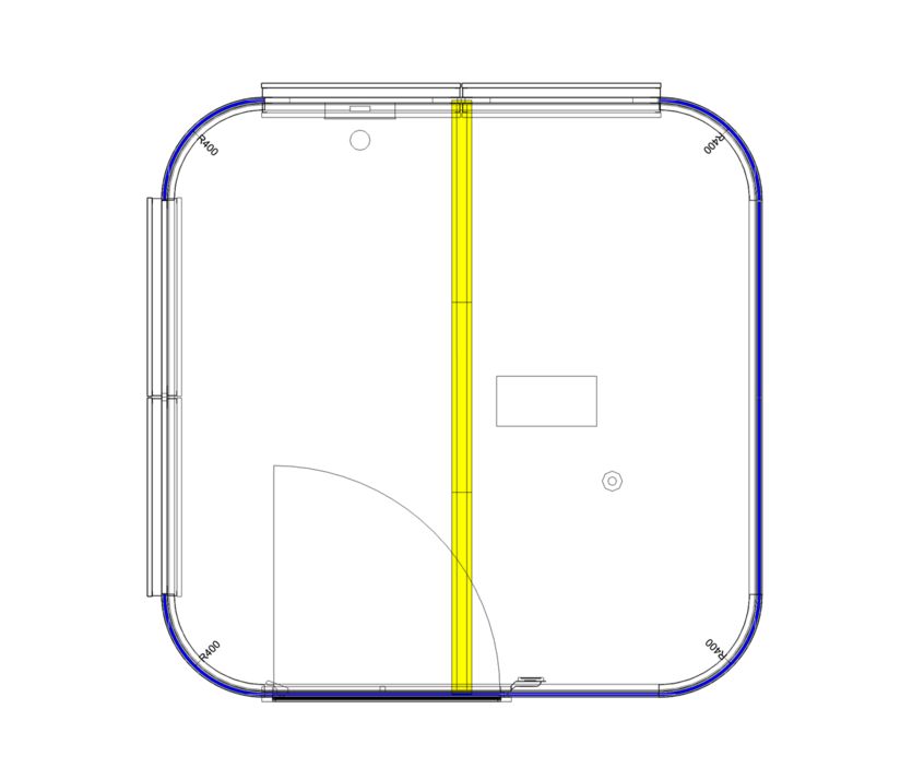 Raum-in-Raum Grundriss Glasrotunde zwei VW