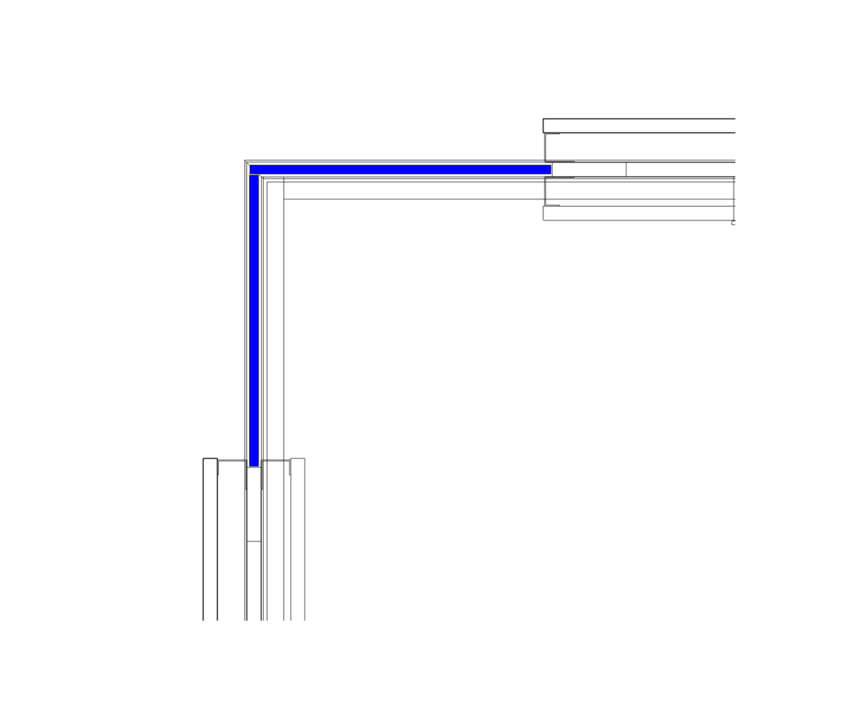 room-in-room glass-to-glass corner with solidwall