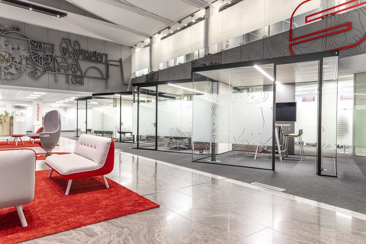 Meetingbox als Beraterraum für eine Bank