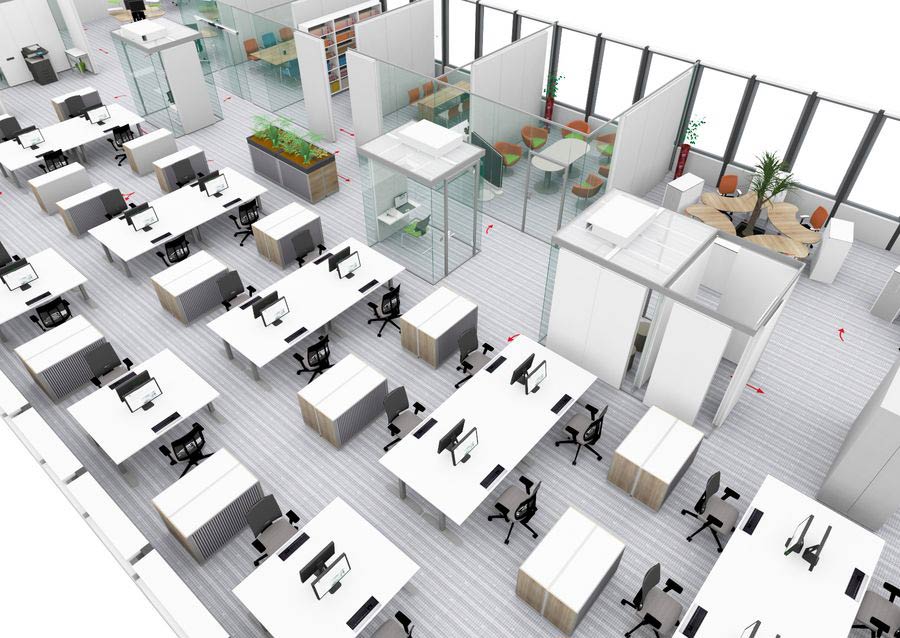 Büroplanung hoch verdichtet Büroraumplanung mit hoher Arbeitsplatzdichte