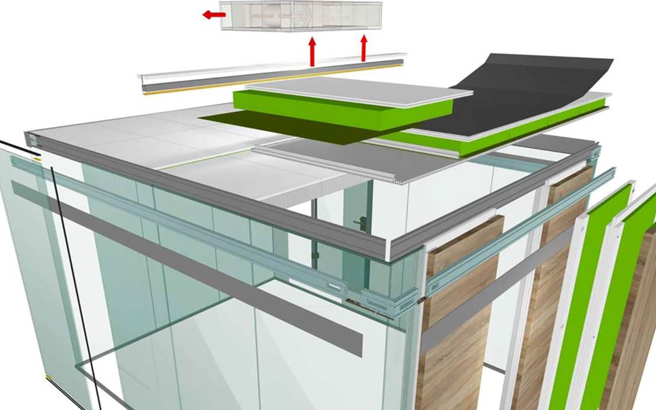 Raum-in-Raum Konstruktionsschema Raum-in-Raum Details der Konstruktion