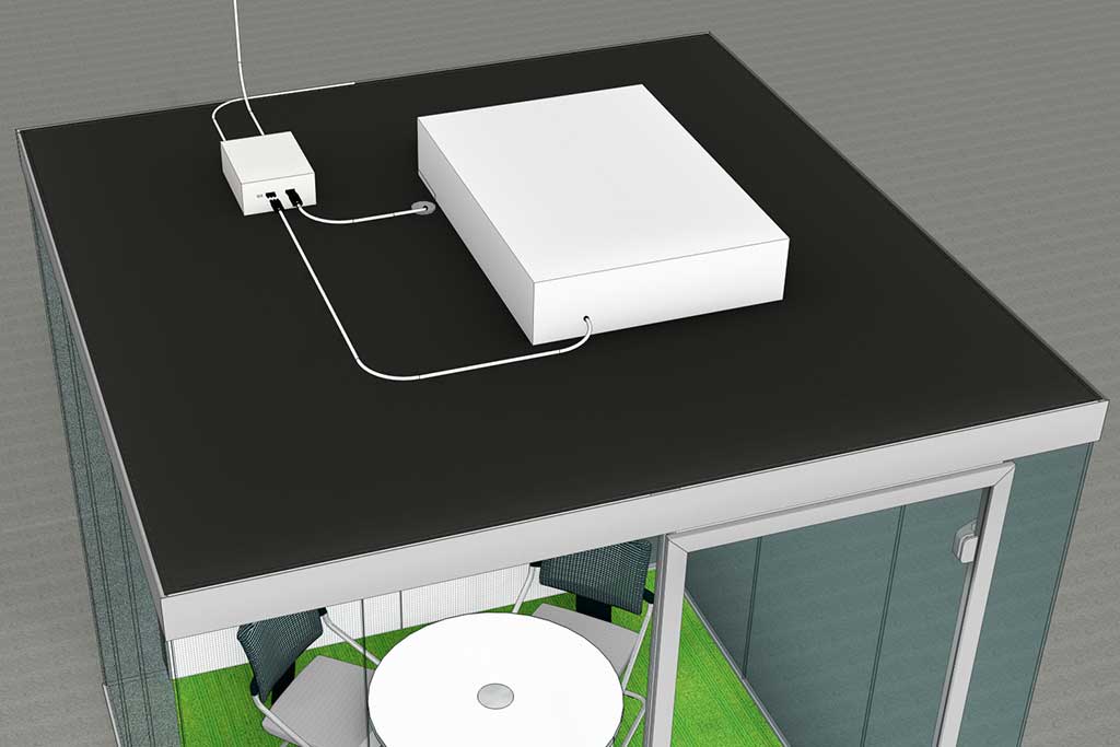 Raum-in-Raum Steuerbox auf der Decke