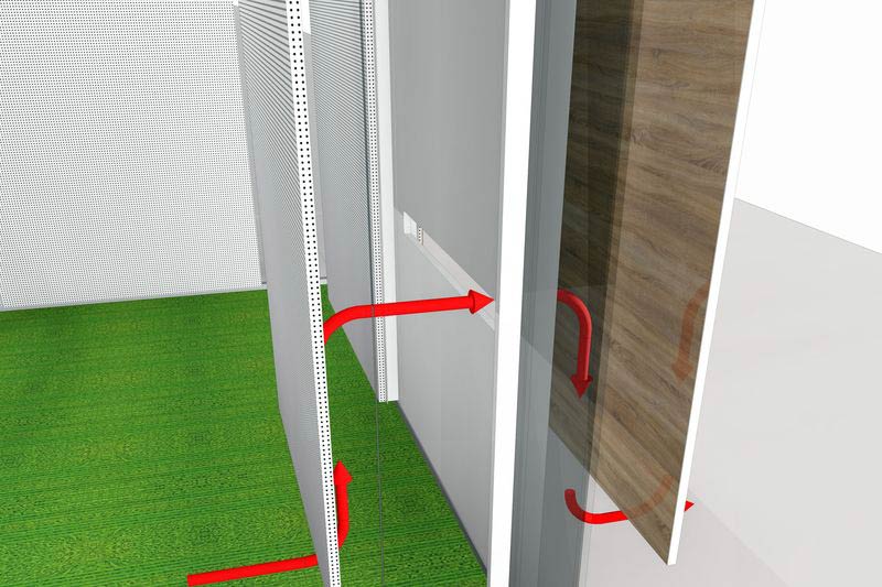 Raum-in-Raum Überströmöffnung Raum-in-Raum Vollwand mit Überströmöffnung