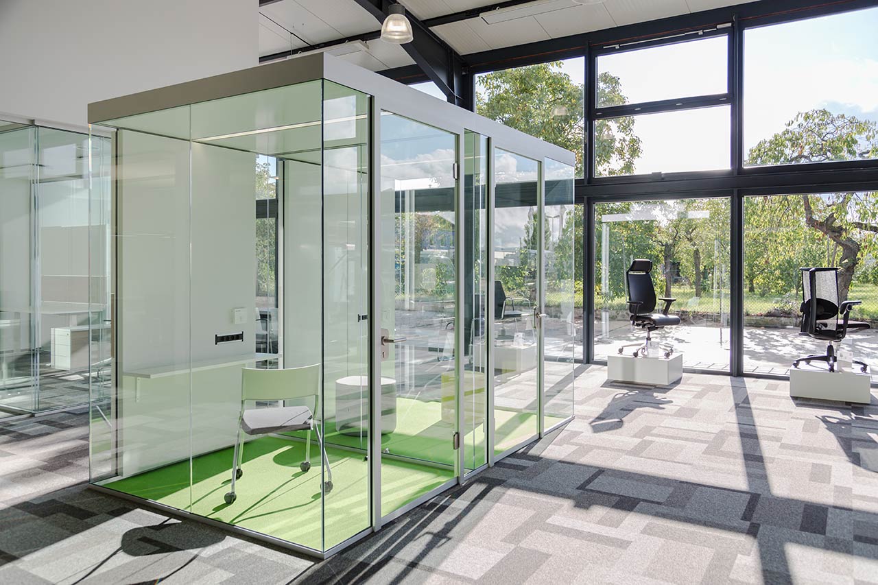 Raum-in-Raum System transparent Transparent und lichtdurchflutete Räume