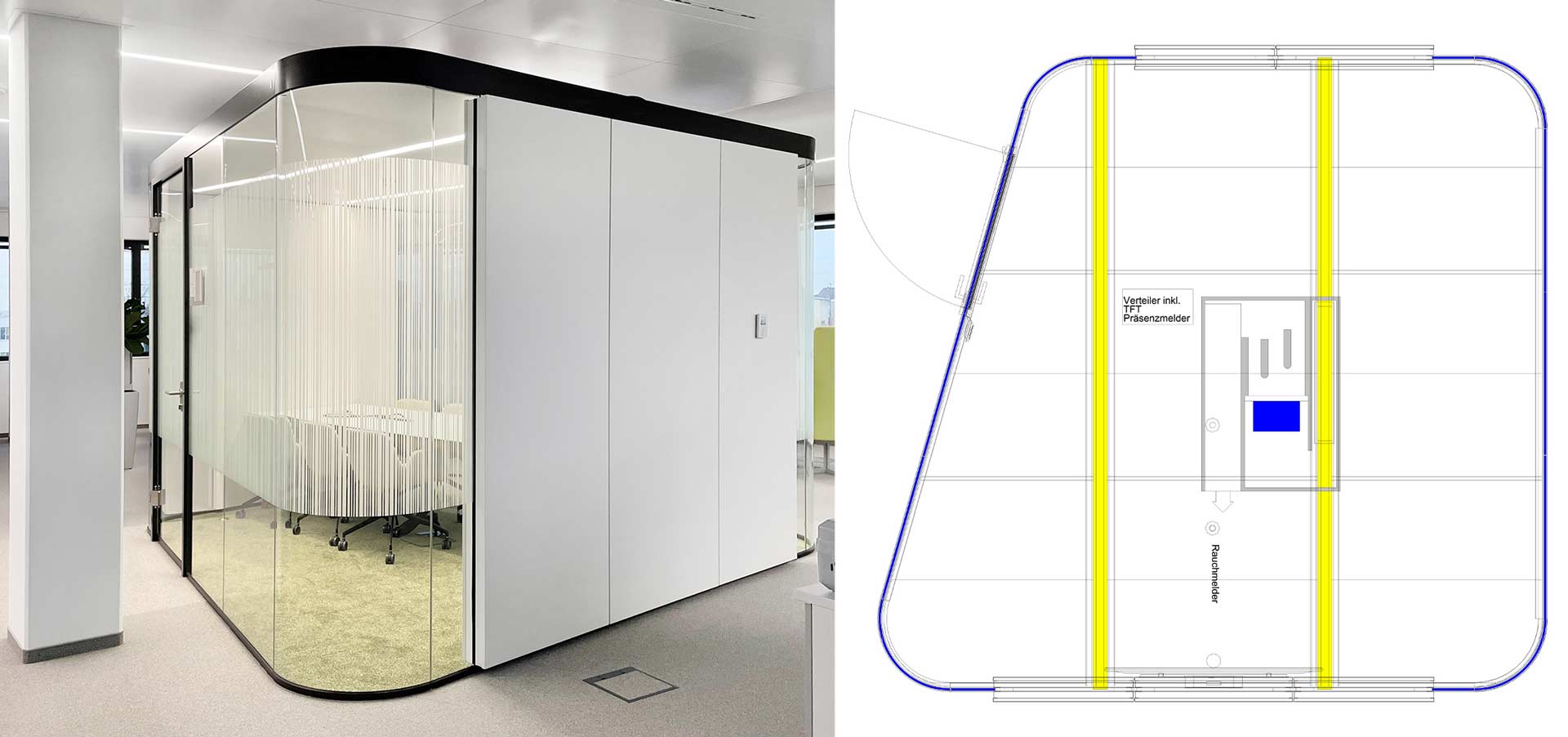 Room-in-room free-form floor plan