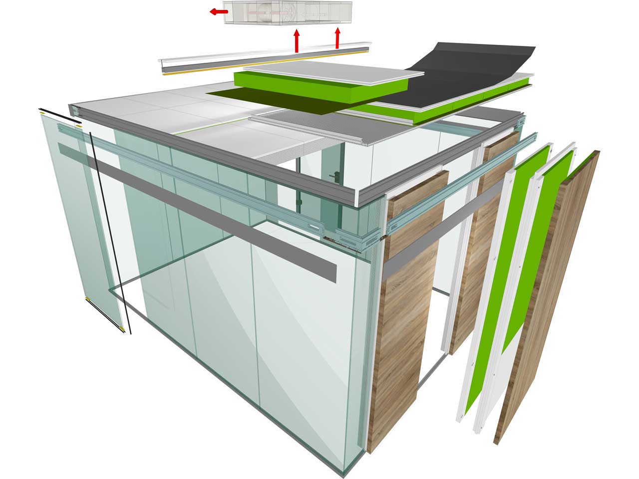 Raum-in-Raum modularer Aufbau