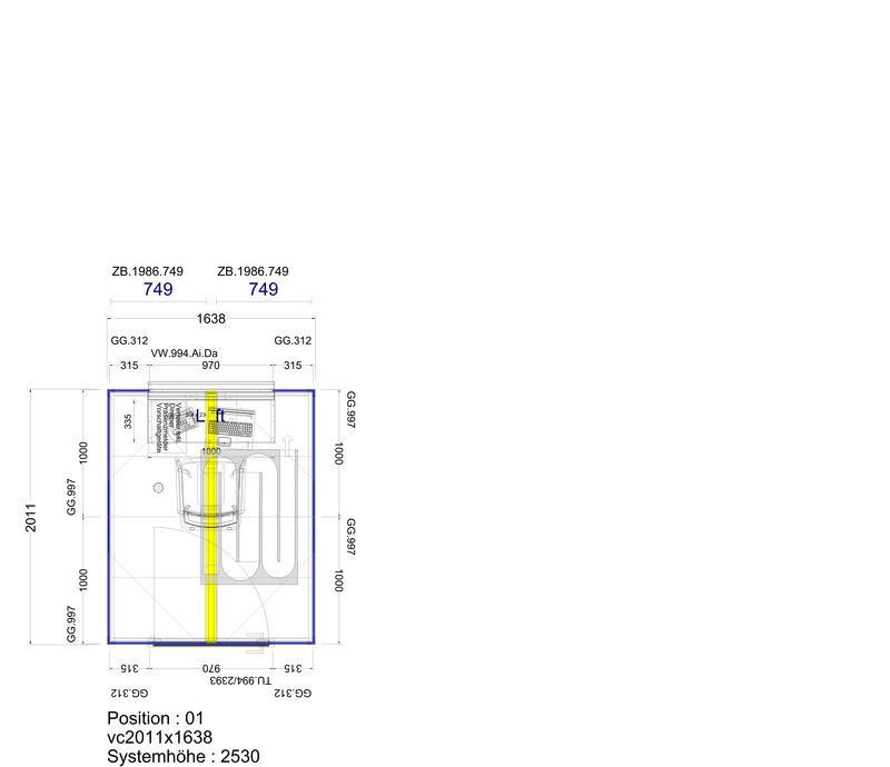 2D Planung Telefonzelle 2 Personen